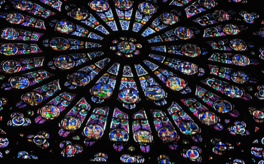 Parigi-Interno di  Notre Dame-(un rosone con le vetrate)-  109.